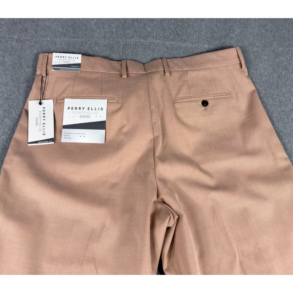 Perry Ellis Portfolio Pants Mens 38x32 Salmon Modern Fit Stretch Resolution NWT